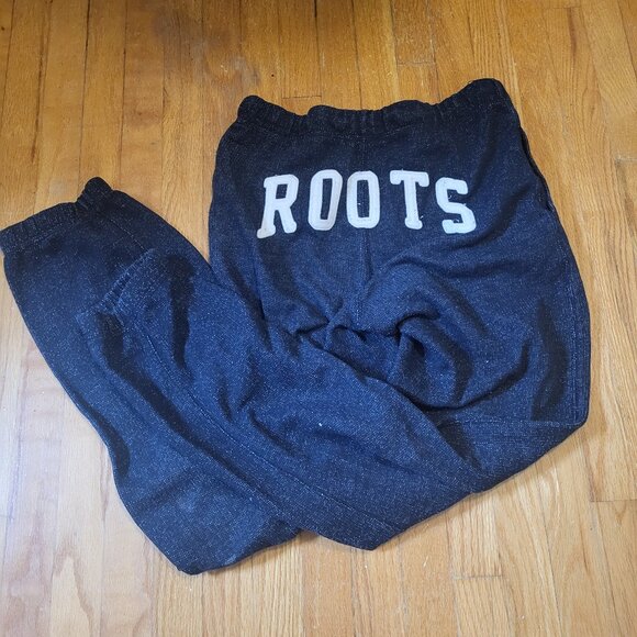 Roots Kids Classic Black with White specks Sweatpants with Inner Pockets 12 yrs - Picture 2 of 4